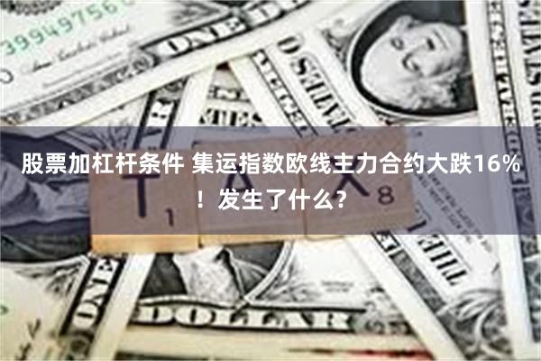 股票加杠杆条件 集运指数欧线主力合约大跌16%！发生了什么？