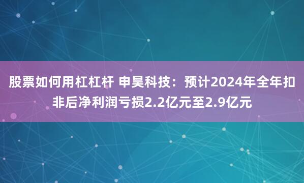 股票如何用杠杠杆 申昊科技：预计2024年全年扣非后净利润亏损2.2亿元至2.9亿元